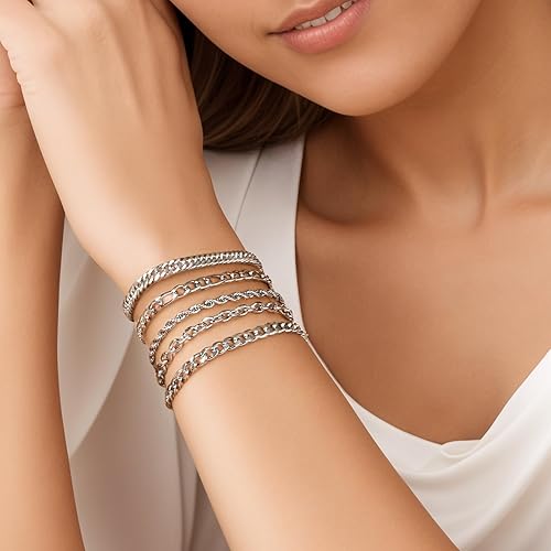 6 Pcs Chain Bracelet for Men Women