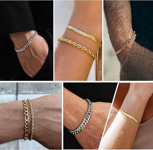 6 Pcs Chain Bracelet for Men Women