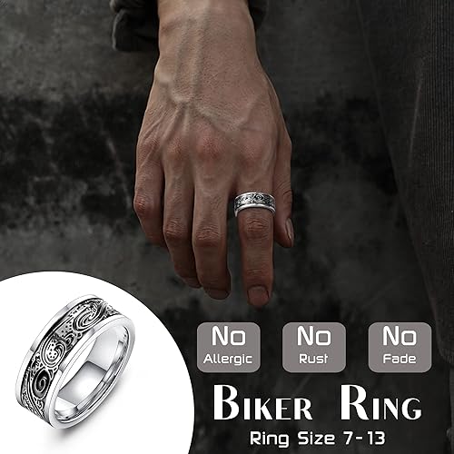 Jstyle 4Pcs Stainless Steel Vintage Signet Rings for Men Biker Rings