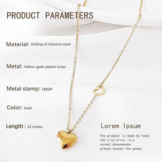 18K Gold Plated Heart Necklace for Women, Beautiful and Stylish heart chain necklace, Women's Jewelry Suitable for Birthdays, Mother's Day, Girlfriends, Wives and Gifts for Girls