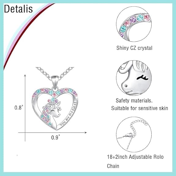 You are Magical Unicorn Necklace for Girls Crystal love heart Pendant Necklaces Jewelry Gifts for Girls Daughter Granddaughter Niece Birthday christmas