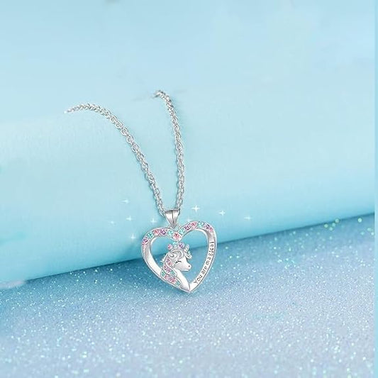 You are Magical Unicorn Necklace for Girls Crystal love heart Pendant Necklaces Jewelry Gifts for Girls Daughter Granddaughter Niece Birthday christmas