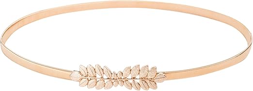 Women Skinny Metal Cinch Belt Gold Waistband Elastic Waist Belt