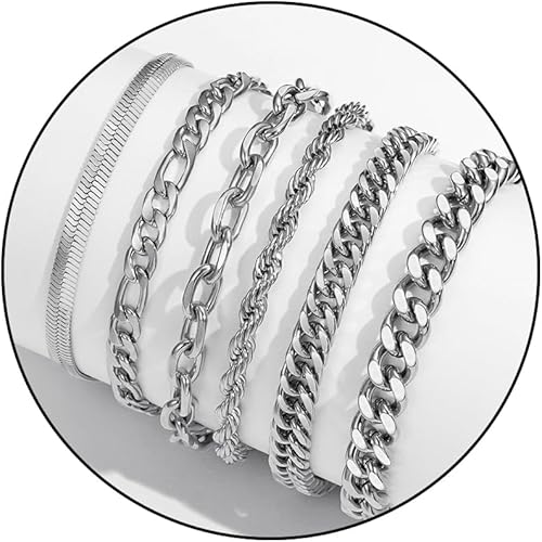 6 Pcs Chain Bracelet for Men Women