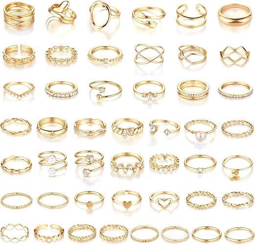 Gold Knuckle Rings Set For Women Stackable Joint Finger Midi Rings Dainty Cubic Crystal Zirconia Simple Hollow Twist Cute Rings Pack Jewelry Gift