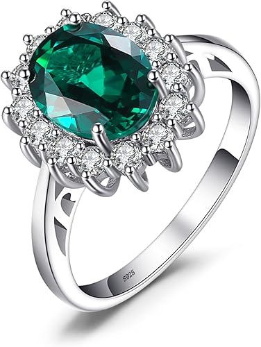 Gemstone Birthstone Sapphire Halo Engagement Rings for Women, Anniversary 14K White Yellow Rose Gold Plated 925 Sterling Silver Promise Rings for Her