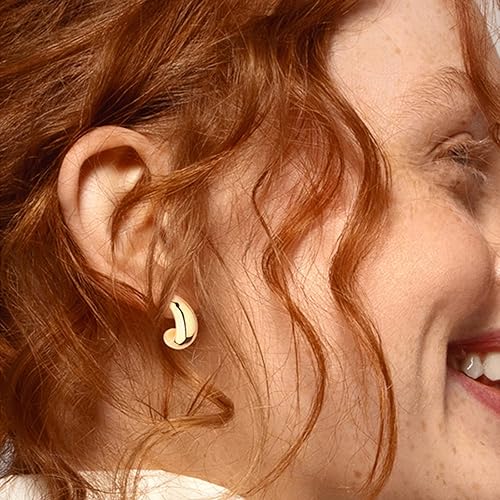 6 pcs Hoop Earrings for Women Lightweight Chunky Hoop Earrings Multipack Hypoallergenic, Thick Open Twisted Huggie Hoops Earring Set