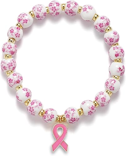 Beads Ribbon Charm Bracelet for Women Flower Vintage Accessories Stretch Handmade Bracelet