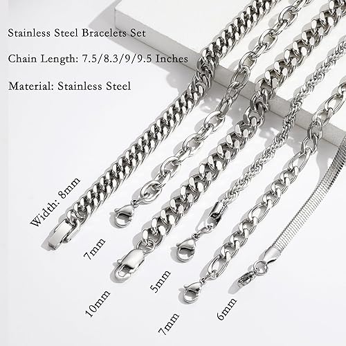 6 Pcs Chain Bracelet for Men Women