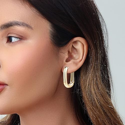 6 pcs Hoop Earrings for Women Lightweight Chunky Hoop Earrings Multipack Hypoallergenic, Thick Open Twisted Huggie Hoops Earring Set